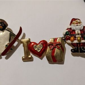 3 different Christmas brooches, all stamped